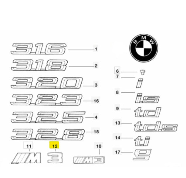 EMBLEM "3" | BMW GENUINE PARTS | 51142250539