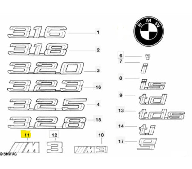 LETTER "///M" | BMW GENUINE PARTS | REAR | 51142250811